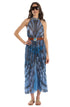 Langes plissiertes Kleid Blau PIN-UP STARS